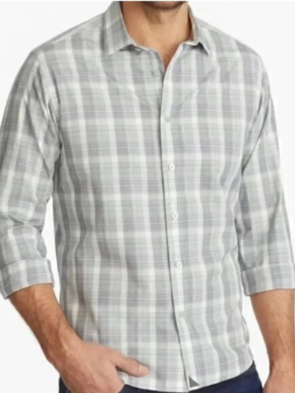 UNTUCKit Collins Long Sleeve Shirt (sage & green) - XXL Tall - Regular Fit
